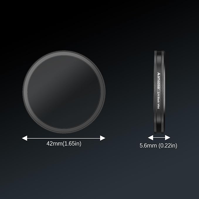 AMAZEAR Black Diffusion 1/4 Filter for DJI OSMO Action 6 Accessories Pro Mist Style Lens Filter to Soften Skin & Create Cinematic Glowing Highlights, Reduce Harsh Contrast, HD Optical Glass