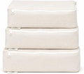 Packing Cubes Bag Pure Canvas Travel Organizers (18"x12"x4") with Durable YKK Zippers for Clothes, Shoes & Luggage Storage (Set of 3 (Large), Off-White)