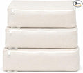 Packing Cubes Bag Pure Canvas Travel Organizers (10"x7"x3") with Durable YKK Zippers for Clothes, Shoes & Luggage Storage (Set of 3 (Small), Off-White)