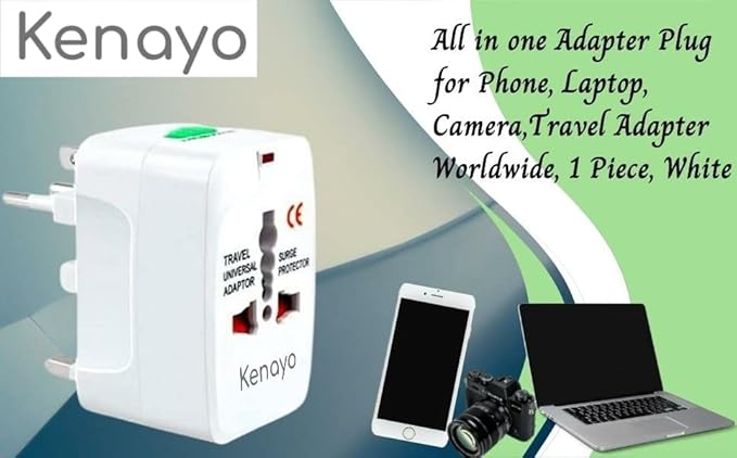 Worldwide Universal Power Adapter, All-in-One International Travel Plug Converter for USA, EU, UK, France, Italy, Australia, India - Portable Wall Charger Plug