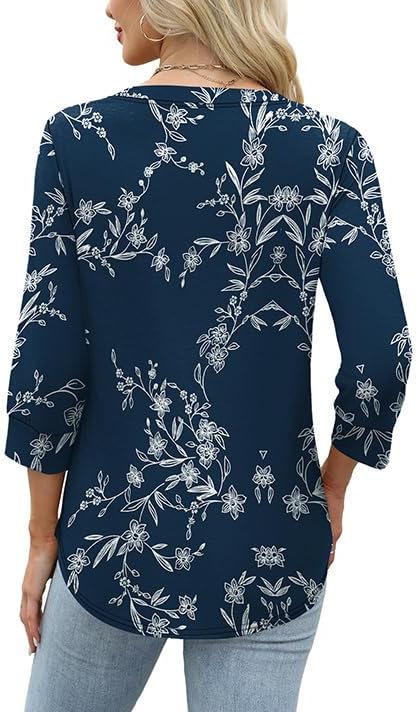 OFEEFAN Womens Tops 3/4 Sleeve Henley Shirts for Women Summer Outfits Fashion Clothing