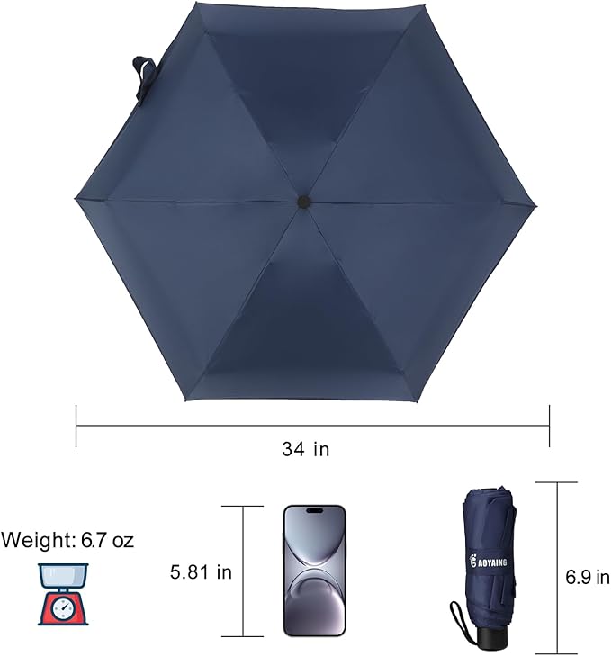 GAOYAING Small Mini Umbrella with Case Light Compact Design Perfect for Travel Lightweight Portable Parasol Outdoor Sun&Rain Umbrellas 34 Inches