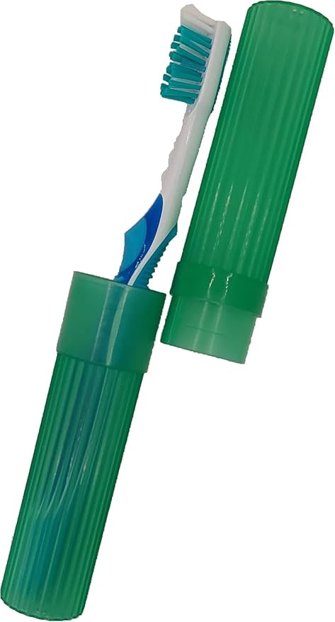 American Comb Green Toothbrush Covers & Soap Box Set - Matching Colors - Tooth Brush Cover Cap, Soap Dish Travel, Soap Dish Holder Travel - Plastic Portable Set with Cover