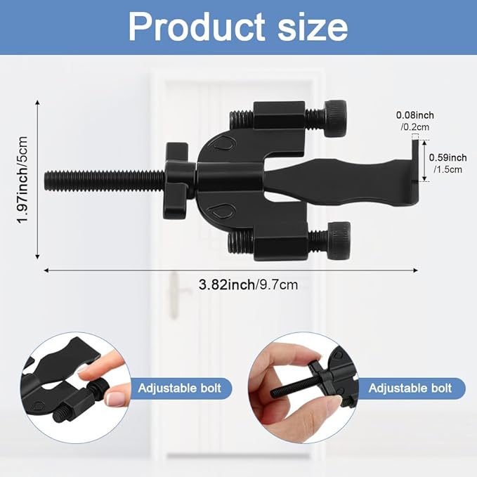 Portable Door Lock, Adjustable, Black, 3.82inch, Travel Lockdown Locks for Additional Safety and Privacy Protection