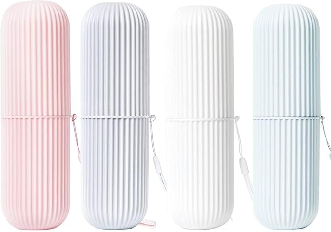 Cyrank Toothbrush Travel Case, Travel Toothbrush Holder, White, 7.7*2.4in