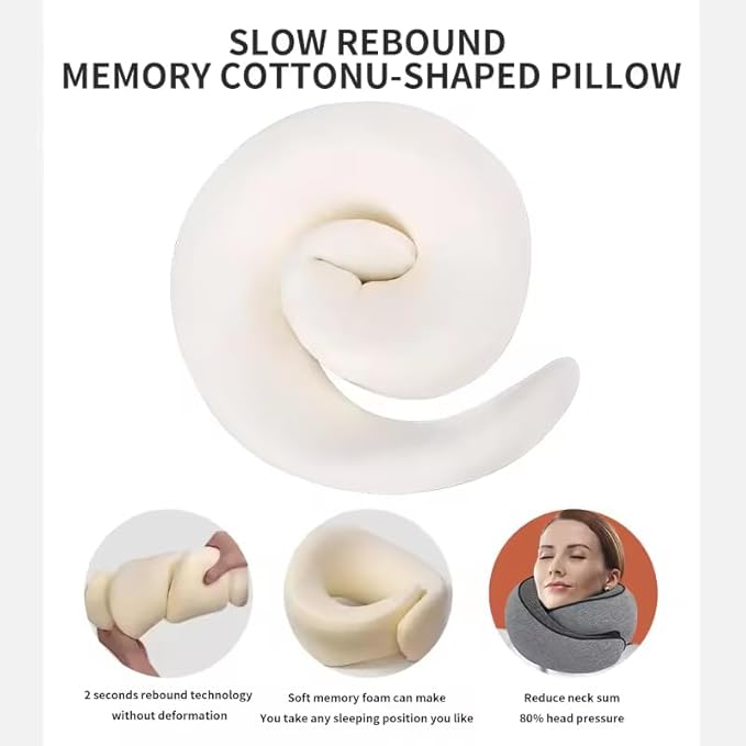 Travel Pillows for Airplanes, 360° Surround Support Memory Foam Airplane Neck Pillow, Comfortable Eye Masks and earplugs, Portable Washable Design for Long Flights, Car Rides & Road Trips