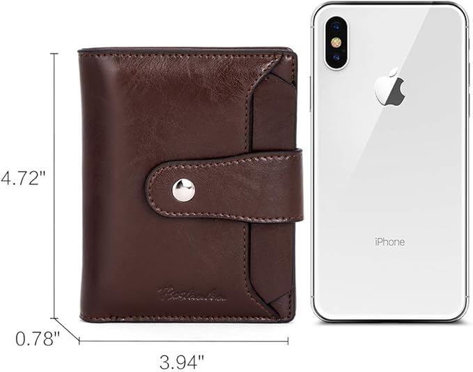 BOSTANTEN Women Leather Wallet RFID Blocking Small Bifold Zipper Pocket Wallet Card Case Purse with ID Window