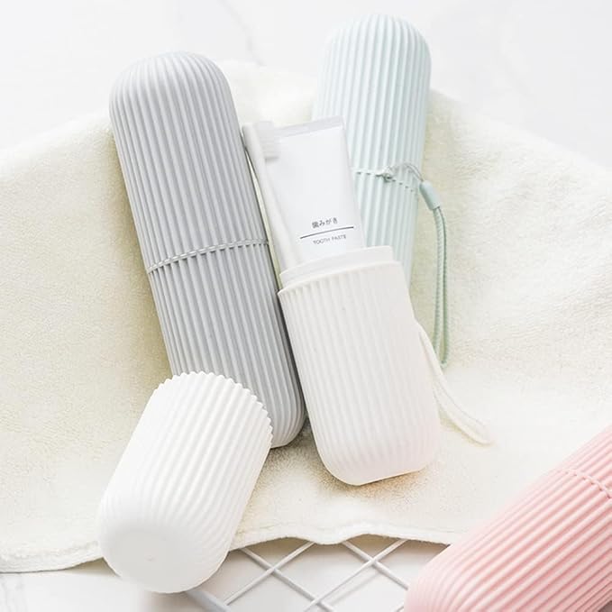 Cyrank Toothbrush Travel Case, Travel Toothbrush Holder Portable Toothbrush Case Toothbrush Container for Travel Plastic Toothbrush Containers Box for Travel Camping School Business, Grey