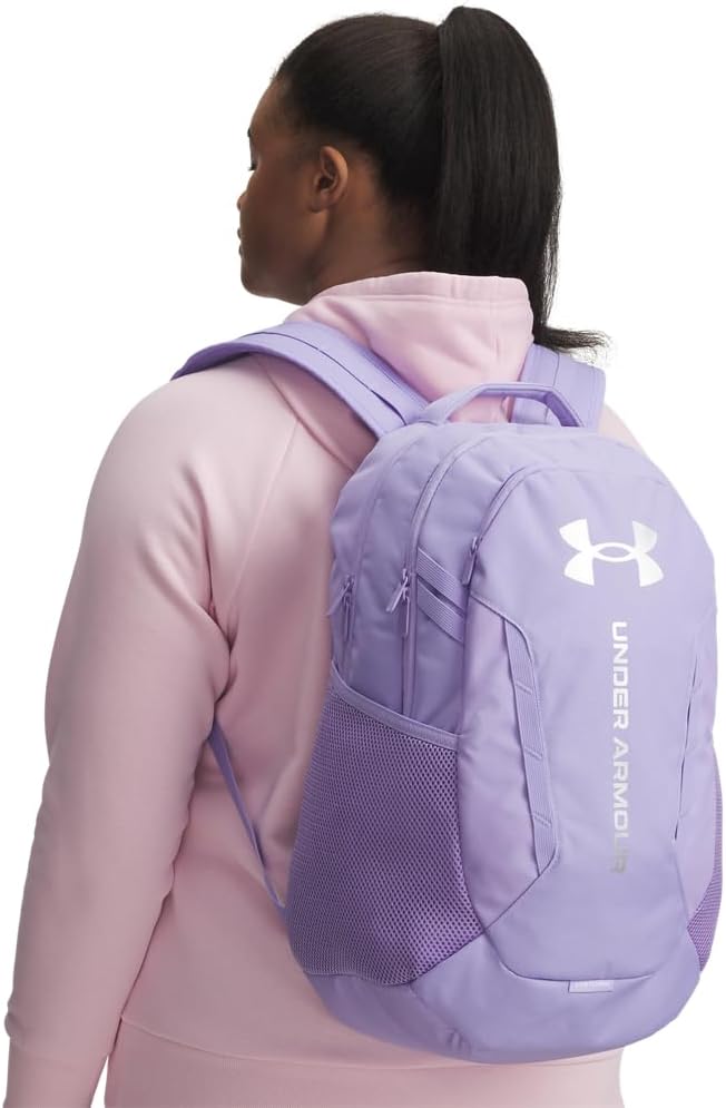 Under Armour Unisex Hustle 6.0 Backpack, (538) Transparent/Transparent/Metallic Silver, One Size Fits Most