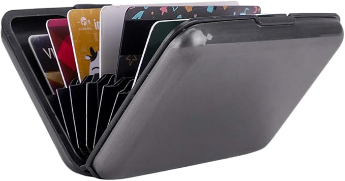 ELFISH Mini RFID Aluminum Wallet Credit Cards Holder Business Card Case Metal ID Case for Men Women (Grey)