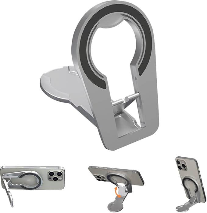 JZD Adjustable Angle Magnetic Phone Stand, Foldable Metal Phone Holder with Non-Slip Base