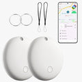 Bluetooth Tracker for Android (2Pack, White), Works with Google Find My Device App, IP67 Waterproof, Replaceable Battery, Tracker Tag for Keys, Backpack, Suitcases, Travel and Commute