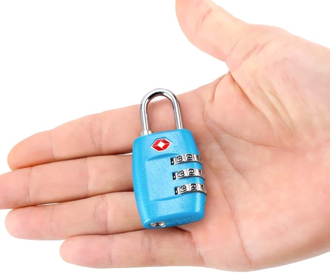 TSA Luggage Locks (4Pack) - 3 Digit Combination Padlocks - Approved Travel Lock for Suitcases & Baggage (Blue)