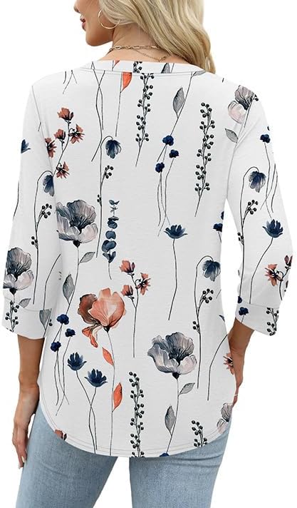 OFEEFAN Womens Tops 3/4 Sleeve Henley Shirts for Women Summer Outfits Fashion Clothing