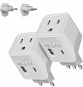 Ceptics Italy, Europe Travel Adapter Plug Set - 2 Pack - with 2 USB + USA Socket Input - Type L and Type C - Ultra Compact - Safe Grounded Perfect for Cell Phones, Laptops, Camera Chargers