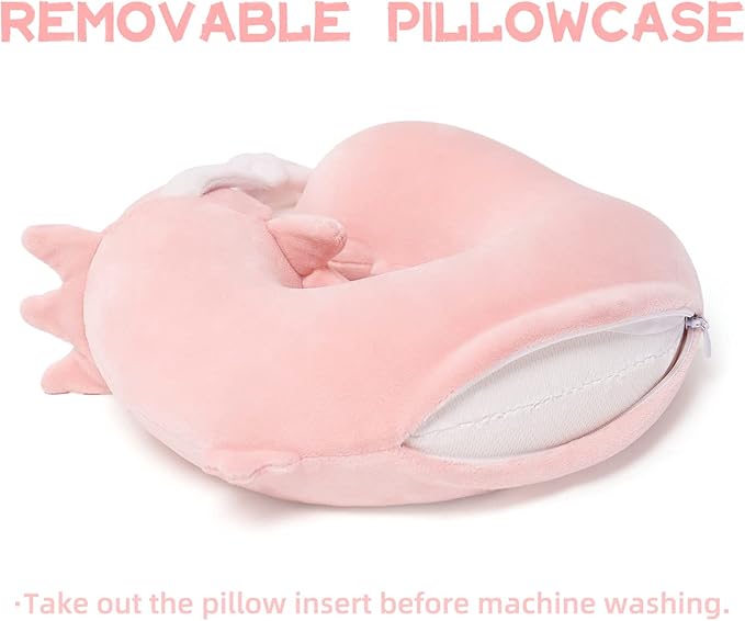 Niuniu Daddy Axolotl Kids Travel Pillow Road Trip Essentials for 9-12 Years Old - Soft Memory Foam Kids Neck Pillow for Airplane Travel Sleeping Essentials- Luminous Cervical Neck Pillow for Adults
