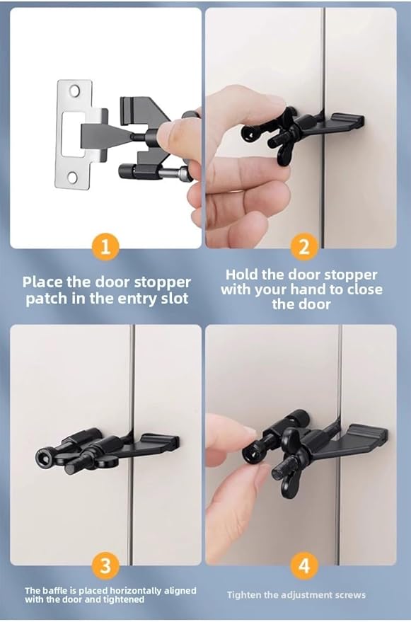 Portable Door Lock for Travel & Home - Stainless Steel Security Device, No Drill Installation, Fits Most Doors - Prevent Unauthorized Entry in Hotels, Apartments, Airbnb