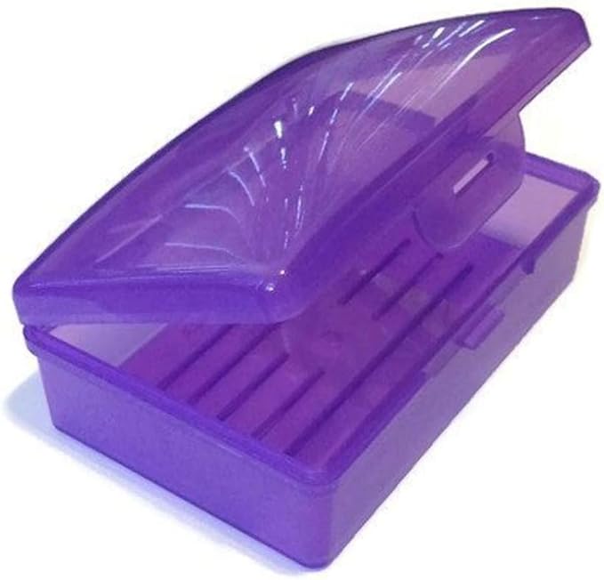 American Comb Purple Toothbrush Covers & Soap Box Set - Matching Colors - Tooth Brush Cover Cap, Soap Dish Travel Holder - Plastic Portable Set