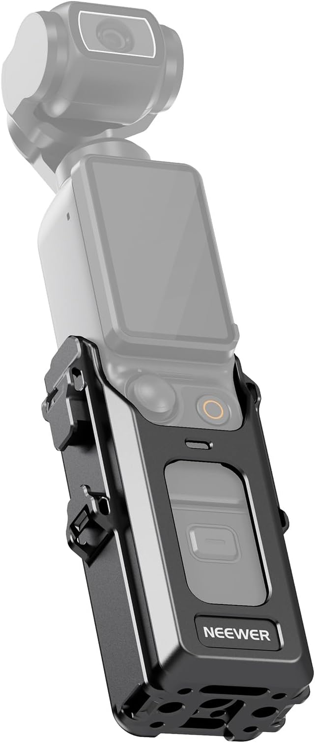 NEEWER Pocket 3 Cage, All in One Aluminum Alloy Protective Video Rig Compatible with DJI Osmo Pocket 3 & Magnetic Mount Accessories, 1/4" Threads Cold Shoe, Slots for Quick Release Side Handle, AC029