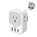 US to UK Plug Adapter, TESSAN Type G Travel Converter with 3 USB Charger(1 USB C Port), 4 Outlets Power Adaptor for USA to Qatar Ireland Hong Kong England Scotland Kenya Dubai London British