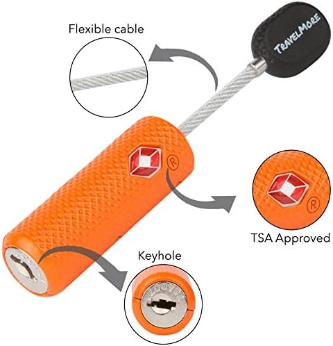 4 Pack TSA Approved Luggage Locks with Keys for Travel – Flexible Ultra Secure Mini Key Padlock & Metal Zinc Alloy Material – Orange