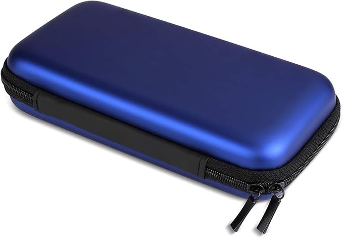 iMangoo Travel Essential Electronics Organizer Pouch Charger Case, Shockproof Dual Zipper Power Bank Cables Tech Accessories Purse, Men & Women Travel Must Have Storage Bag, 6.5x3.2x1 inch Blue
