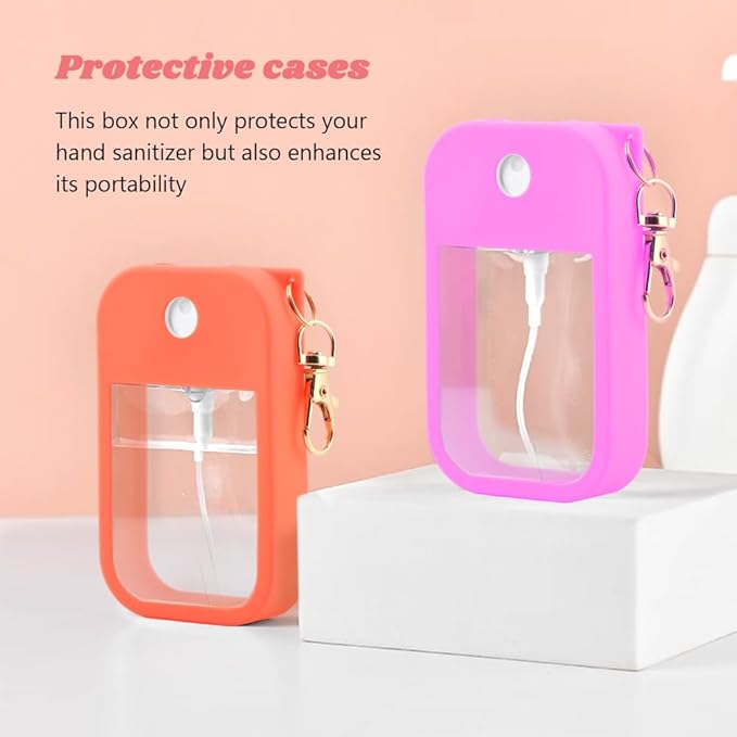 Hand Sanitizer Spray Accessory, Compatible with Touchland Power Mist/Glow Mist 1oz bottles, Silicone Case with Keychain and Storage Box