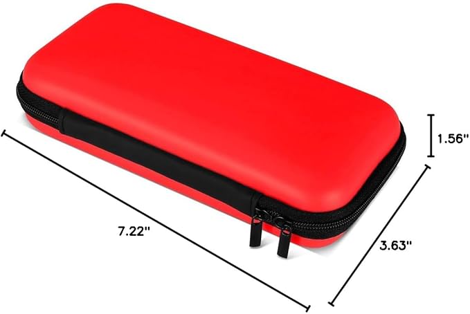 iMangoo Travel Essential Electronics Organizer Pouch Charger Case, Shockproof Dual Zipper Power Bank Cables Tech Accessories Purse, Men & Women Travel Must Have Storage Bag, 6.5x3.2x1 inch Red