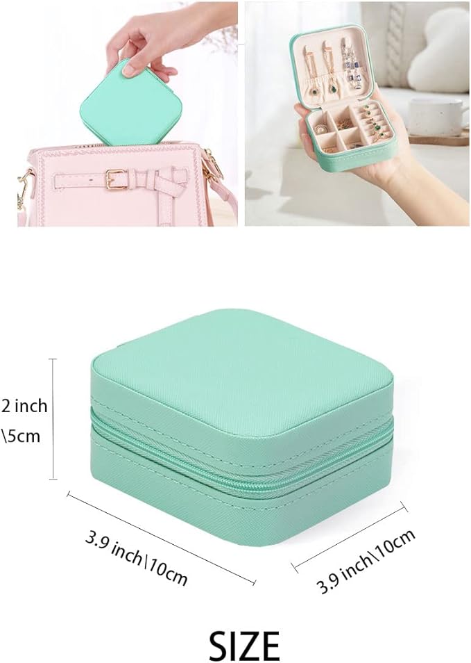ZPROW Travel Jewelry Case, Mini Portable Jewelry Travel Boxes, Small Jewelry Organizer for Rings, Earrings, Pendants, Watches, Necklaces, Lipsticks Organizer Storage Holder(Cyan Blue-6packs)