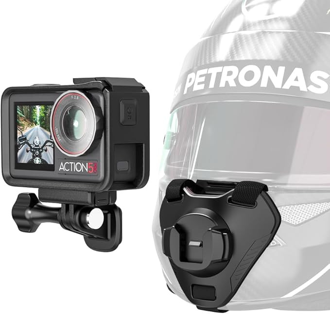 Slide-in Motorcycle Helmet Chin Strap Mount, Quick-Release Motorcycle Helmet Mount Compatible with Go Pro13/12/11/10/9, DJI Action 6/5 Pro/4, DJI Nano, Insta360 ONE R,AKASO/Campark/YI and More
