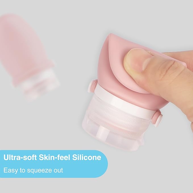 1oz Travel Bottles for Toiletries–4-Pack TSA Approved Silicone Leakproof with Secure Silicone Strap, Reusable Portable Travel Size Containers for Shampoo, Lotion, Gym, Airplane (Multi-Color)
