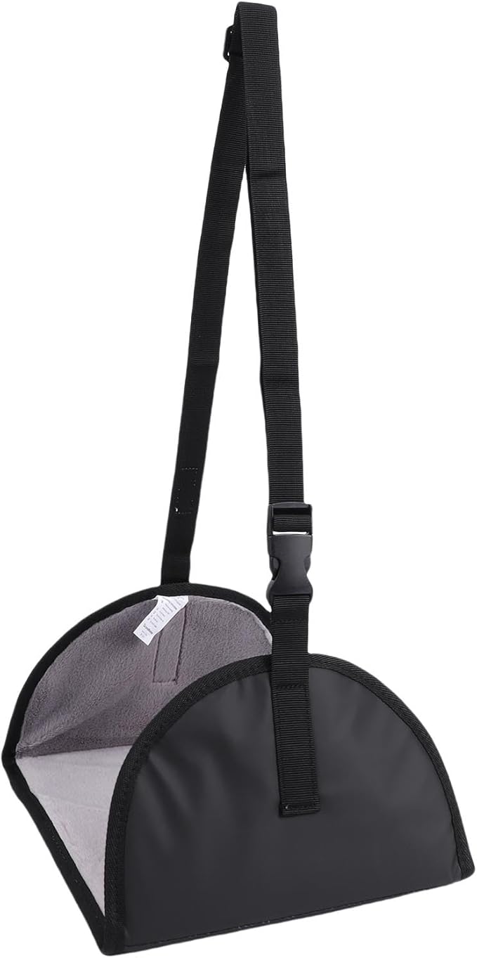 SUNGOOYUE Airplane Foot Hammock, Portable Nylon Adjustable Strap Foot Rest for Travel or Desk Work, Soft Fabric with Reinforced Base to Prevent Slips and Elevate Feet Comfortably (Black)