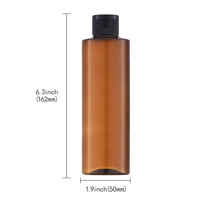 LISAPACK 8.3oz Travel Bottles with Flip Cap (4 Pcs) Empty Dispenser Container for Travel Size Cosmetics (250ml, Brown)