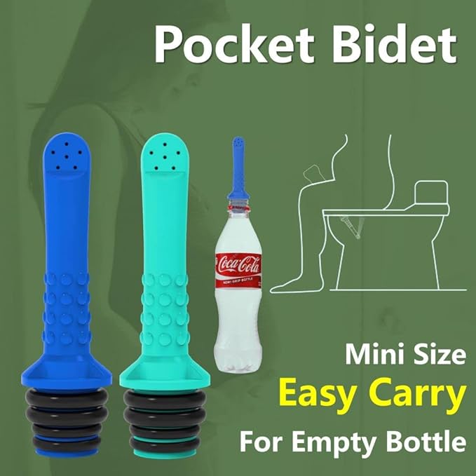 2PCS Backpacking Bidet - Portable Bidet for Toilet - Travel Bidets , Universal Shower Pipe for Traviling, Compatible with Every Bottle. Discreet,Ecological,Mini, Elderly,Sprayer (2pcs-Pocket Bidet)