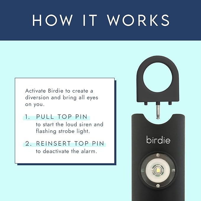 She’s Birdie–The Original Personal Safety Alarm for Women by Women–Loud Siren, Strobe Light and Key Chain in a Variety of Colors (Charcoal, 2 Pack)