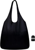 Nanobag Ultralight Foldable Tote for Women & Men, Reusable Grocery & Travel Bag, Packable Collapsible Compact Market Essential (Standard Black)
