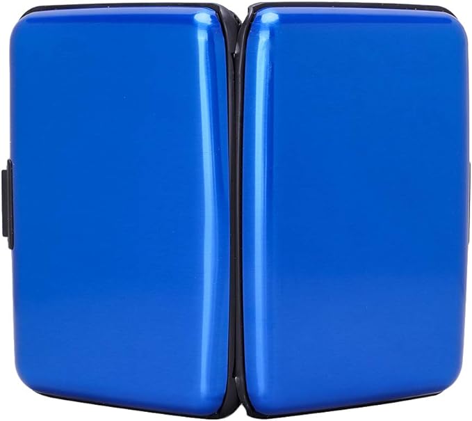 ELFISH RFID Blocking Credit Card Protector Aluminum ID Case Hard Shell Business Card Holders Metal Wallet for Men or Women (blue)