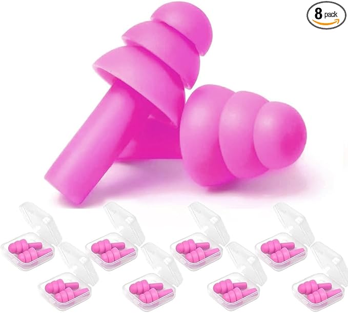 Ear Plugs for Sleeping, 8 Pairs Noise Canceling Soft Reusable Silicone Earplugs Waterproof Noise Reduction Earplugs for Sleeping, Swimming, Snoring, Concerts, Work, Noisy Places