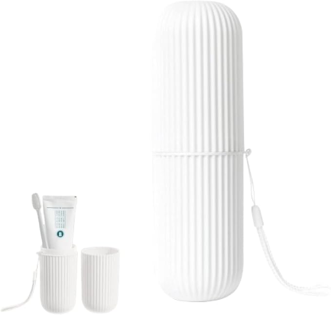 Cyrank Toothbrush Travel Case, Travel Toothbrush Holder, White, 7.7*2.4in