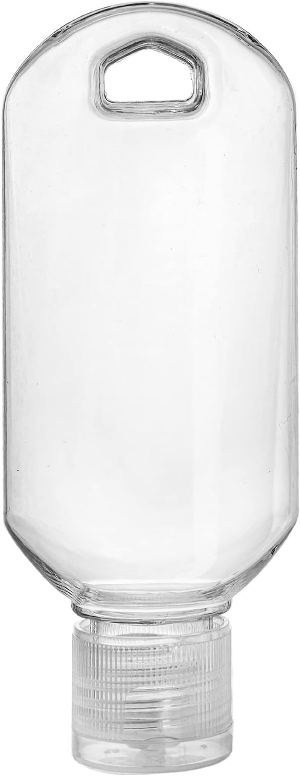 Kingrol 50 Plastic Travel Squeeze Bottles with Keychains, 2 oz Empty Hand Sanitizer Bottles, Portable Liquid Squeeze Containers for Toiletries, Cosmetics - Leak Proof, Refillable