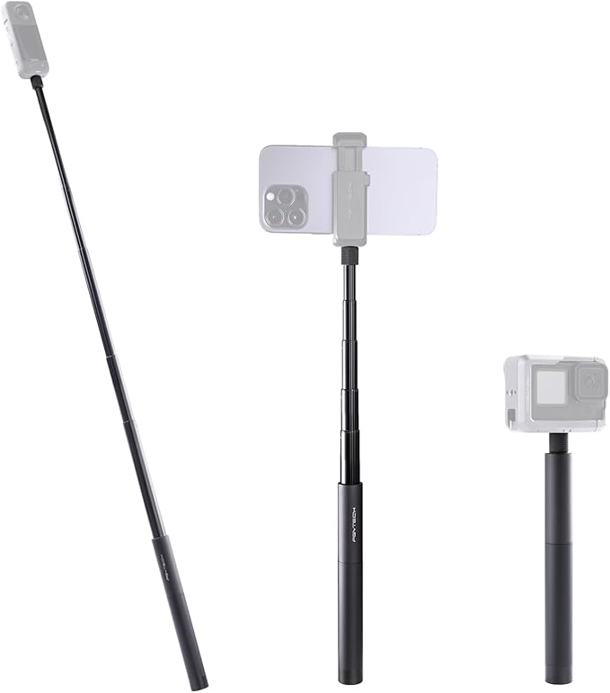PGYTECH Extendable Selfie Stick (96cm/37.8in) Aluminum Long Pole Invisible for Insta360 X5, Extension Monopod for GoPro 13/12, DJI Pocket 4/3/Xtra Muse/Osmo 360/Action 6/5 Pro, Action Camera