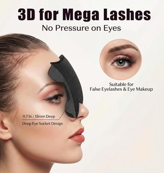 Sleep Mask for Lash Extensions - Blackout Eye Cover, 3D Contoured Sleeping Mask for Side Sleeper, Soft Memory Foam, Eye Masks for Travel, Airplane, Night(Cloud Black, Cloud Pink)