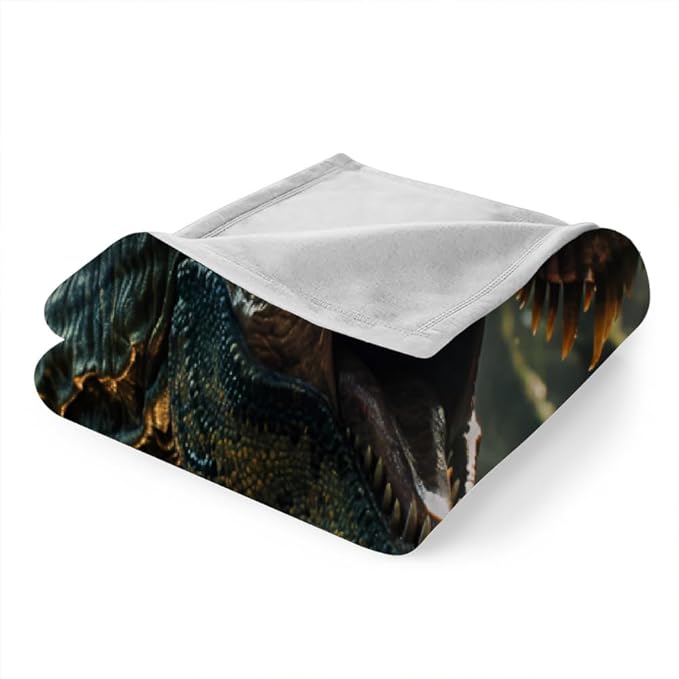 3D Dinosaur Throw Blanket, Fleece Blanket for Couch Bed Sofa, Wildlife Animal Blankets and Throws, Jungle Dinosaur Super Soft Cozy Plush Flannel Blanket, 50 x 60 in, Plant Leaf Tropical