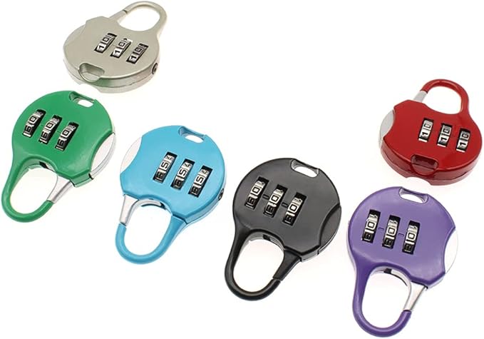6 Pcs Luggage Combination Locks Padlock 3 Digit Zinc Alloy Password Padlock Small Safe Combination Padlock Backpacks Bags Schoolbags for Suitcases Luggage Briefcases (6 Colors) 彩色混色