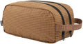 GOX Small Travel Toiletry Bag for Men, Dopp Kit, Water-Repellent Nylon, TSA Carry-On Leakproof Cosmetic Organizer (10.4"x5.5"x5.1") & Carry Handle (Brown)