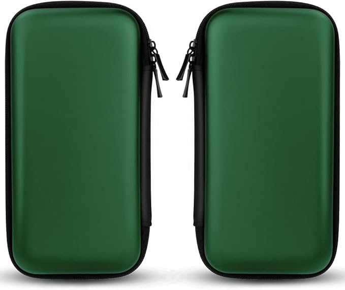 iMangoo Travel Essential Electronics Organizer Pouch Charger Case, Shockproof Dual Zipper Power Bank Cables Tech Accessories Purse, Men & Women Travel Must Have Storage Bag, 6.5x3.2x1 inch Green
