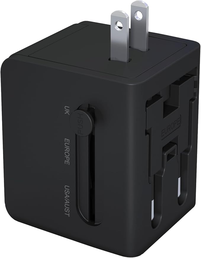 TSIM Universal Travel Adapter 20W 6A, 1 USB-A, 1 USB-C Ports All In One International Power Adapter Plug For USA EU UK AU Wall Charger Quick Charge European Plug Worldwide Travel Essentials | CE, RoHS