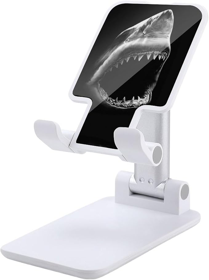 Black Shark Bite Portable Cell Phone Stand Foldable Desktop Phone Holder Adjustable Height Angle with Print Pattern