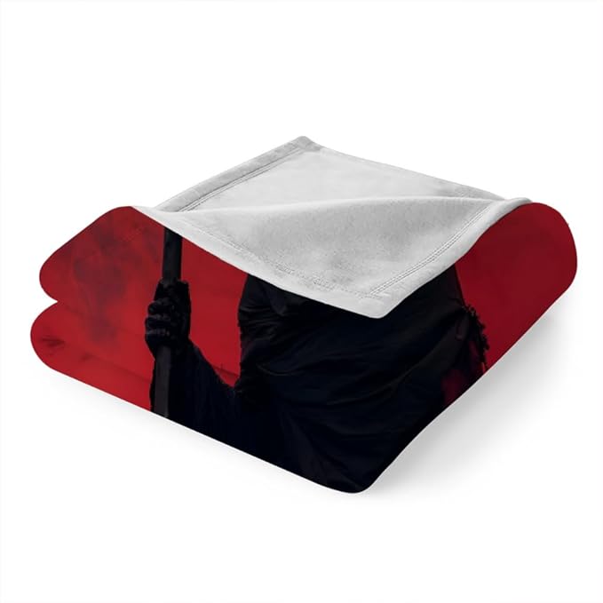 Red Messy Rust Blanket Twin Size, Modern Grunge Art Fleece Blanket for Couch Bed Sofa, Abstract Black Blankets and Throws, Death Fear Super Soft Cozy Plush Flannel Blanket 60x80, Decor & Gift
