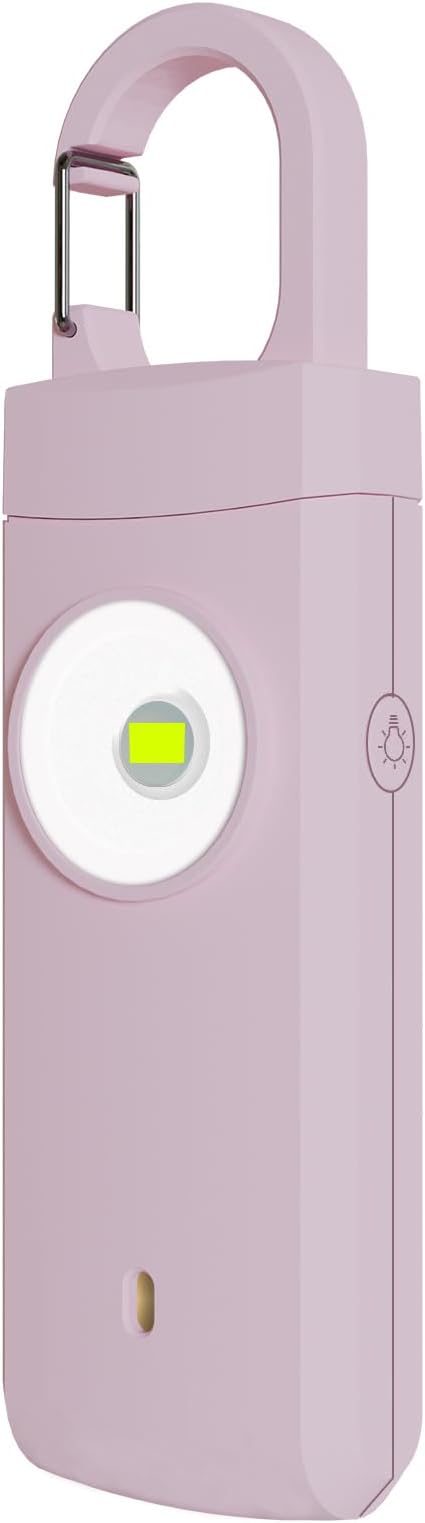 Rechargeable Personal Safety Alarm for Women, Loud Siren Birdie Sound, Strobe SOS LED Light, USB Charging, Be Safe with Personal Alarm Self Defense Keychain for Wife, Daughter, Student (PINK)